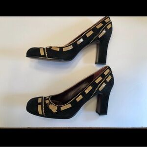 Y2K Via Spiga Black and Cream Heels